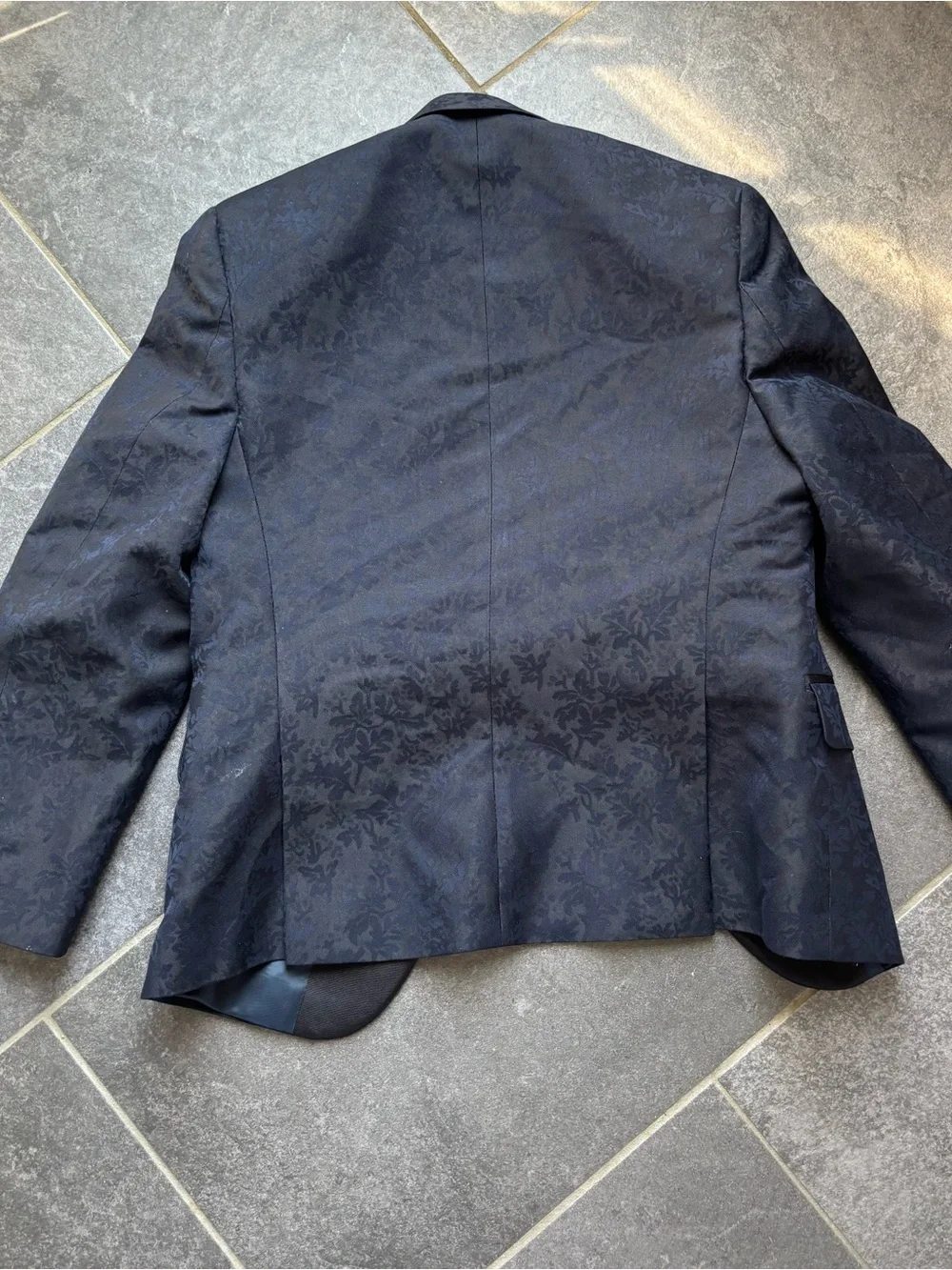 Ralph Lauren Boys Navy Brocade evening coat blazer jacket wedding Black Lapel 10